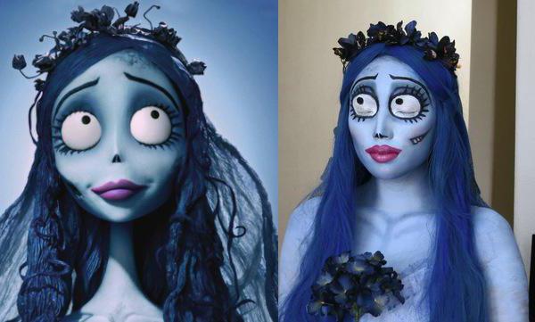 Obrázok pre Halloween. Cartoon "Corpse Bride", make-up hlavnej postavy